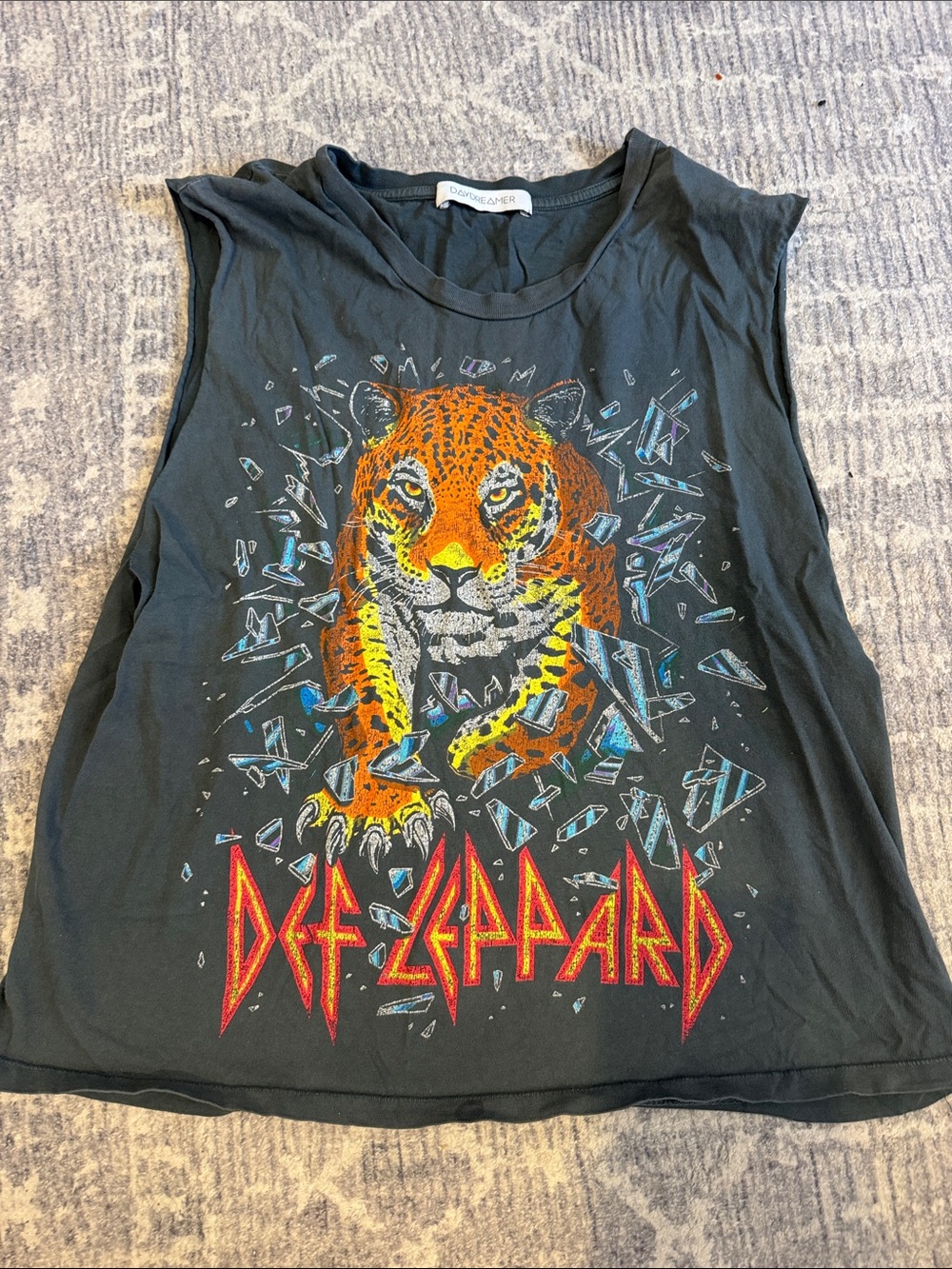 Daydreamer Black Muscle Tee with Orange Tiger Graphic